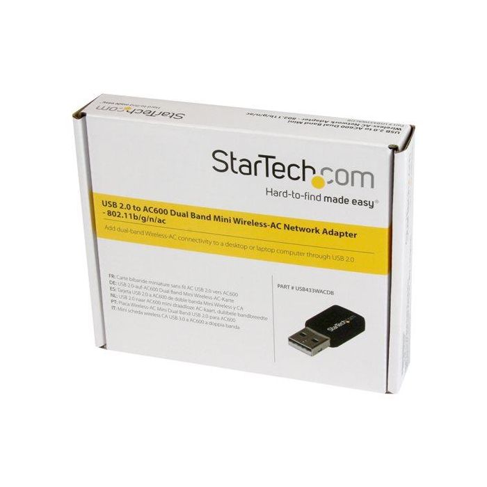 StarTech Adaptador WiFi USB 2.0 USB433WACDB AC600 Mini Dual Band Wireless-AC 433 Mbps para Windows, macOS