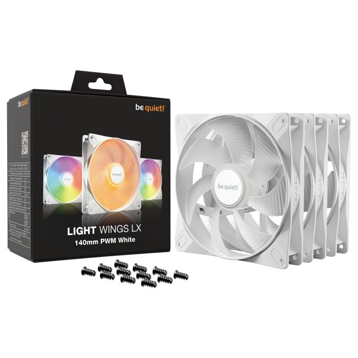 be quiet! LIGHT WINGS LX PWM White Triple-Pack Ventilador 140mm 1200 RPM con Iluminación LED para PC 4