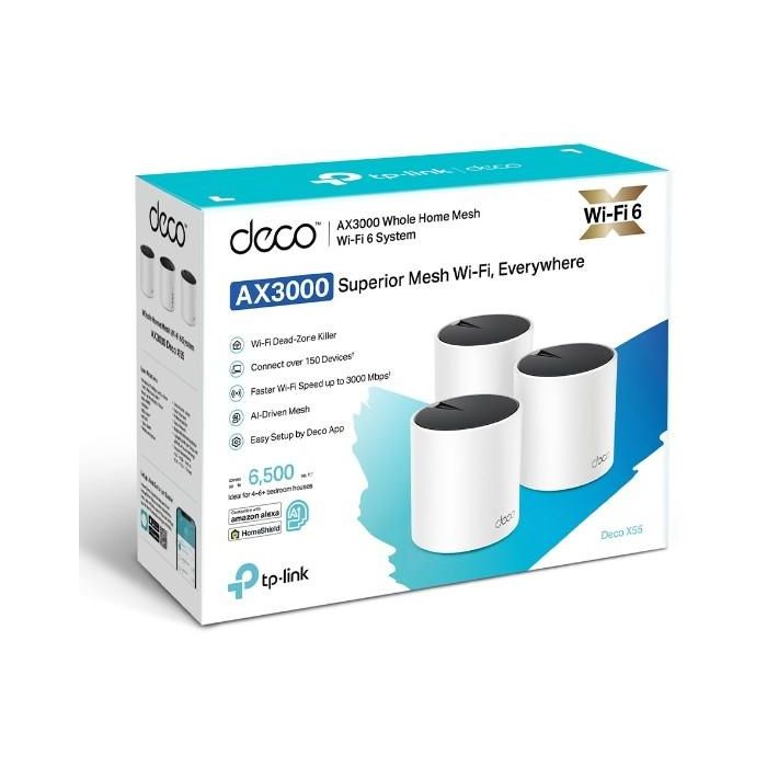 TP-Link Deco X55 Wi-Fi 6 Doble Banda (2,4 GHz / 5 GHz) Sistema Mesh Negro, Blanco - 3 Unidades 2