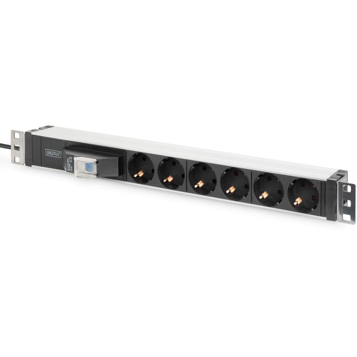 Digitus Regleta de Enchufes 6 Tomas 19" para Rack 1U de Aluminio con Interruptor de Protección