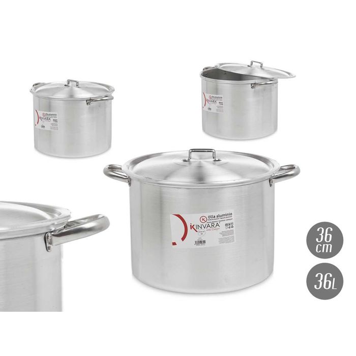 Olla de Aluminio Kinvara 36 cm 30 L - Apta para Gas, Horno y Lavavajillas (2 Unidades) Olla de Aluminio Kinvara 36 cm 30 L - Apta para Gas, Horno y Lavavajillas (2 Unidades)