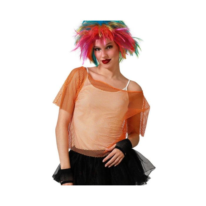 Camiseta Rejilla Naranja Carnaval Mujer Adulto