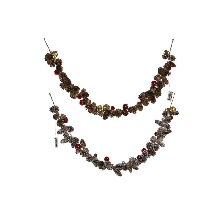 DKD Home Decor Guirnalda de Navidad Alpina con LED y Piñas, Marrón Blanco Rojo Dorado, 120 cm (2 Unidades), 2 pilas AA 1 DKD Home Decor Guirnalda de Navidad Alpina con LED y Piñas, Marrón Blanco Rojo Dorado, 120 cm (2 Unidades), 2 pilas AA 1