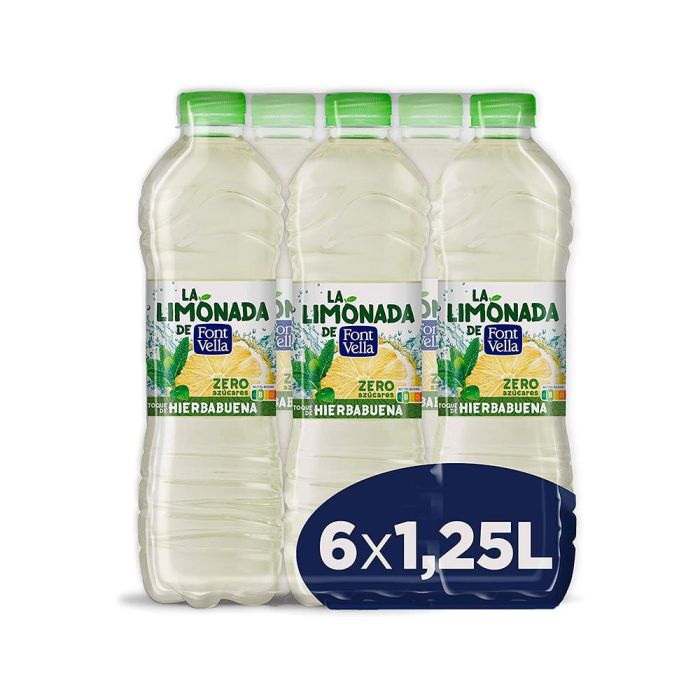 Agua Mineral Natural Font Vella Limonada Zero Con Zumo De Limon Botella 1,25 L 4