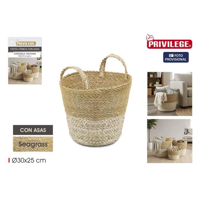 Inde Cesta Cónica Seagrass con Asas 30.5 x 34.1 x 30.3 cm 0 Inde Cesta Cónica Seagrass con Asas 30.5 x 34.1 x 30.3 cm 0