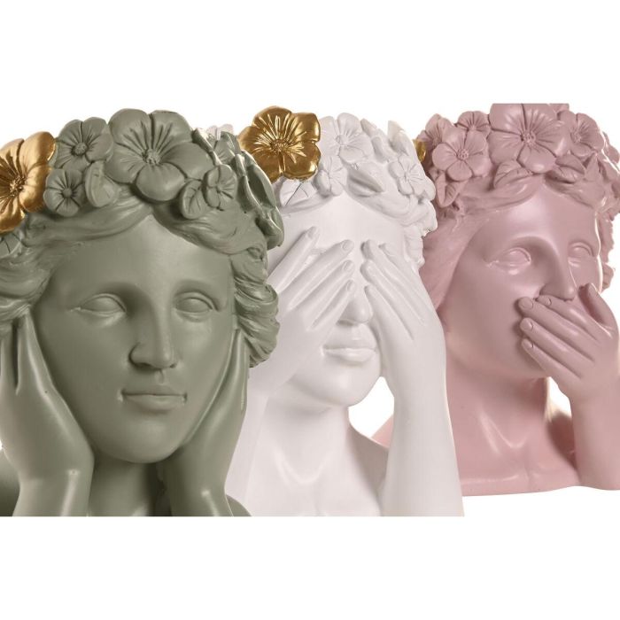 DKD Home Decor Macetero Urban Verde Rosa Blanco Dorado Resina 16.5 x 20.5 x 16.5 cm (3 Unidades) 2 DKD Home Decor Macetero Urban Verde Rosa Blanco Dorado Resina 16.5 x 20.5 x 16.5 cm (3 Unidades) 2