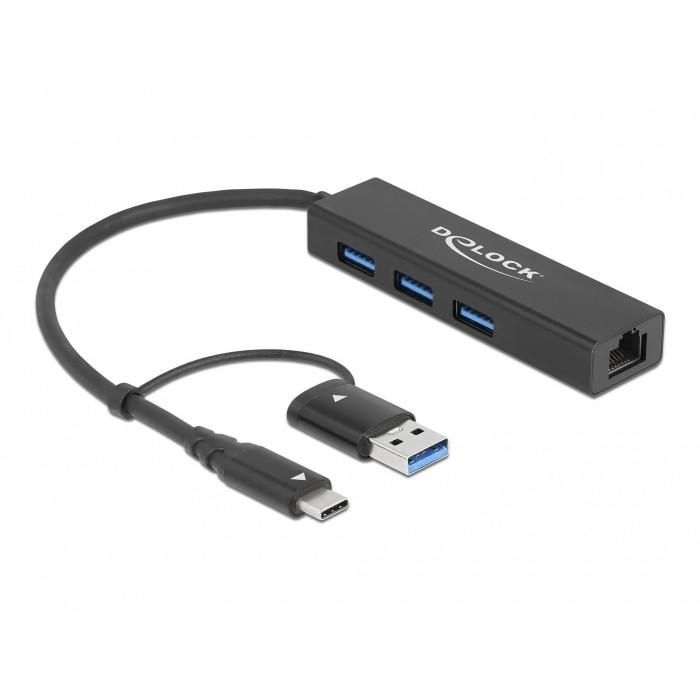 DELOCK 3 Port USB 3.2 Gen 1 Hub + Gigabit LAN mit USB Type-C oder USB Typ-A Anschluss 0 DELOCK 3 Port USB 3.2 Gen 1 Hub + Gigabit LAN mit USB Type-C oder USB Typ-A Anschluss 0