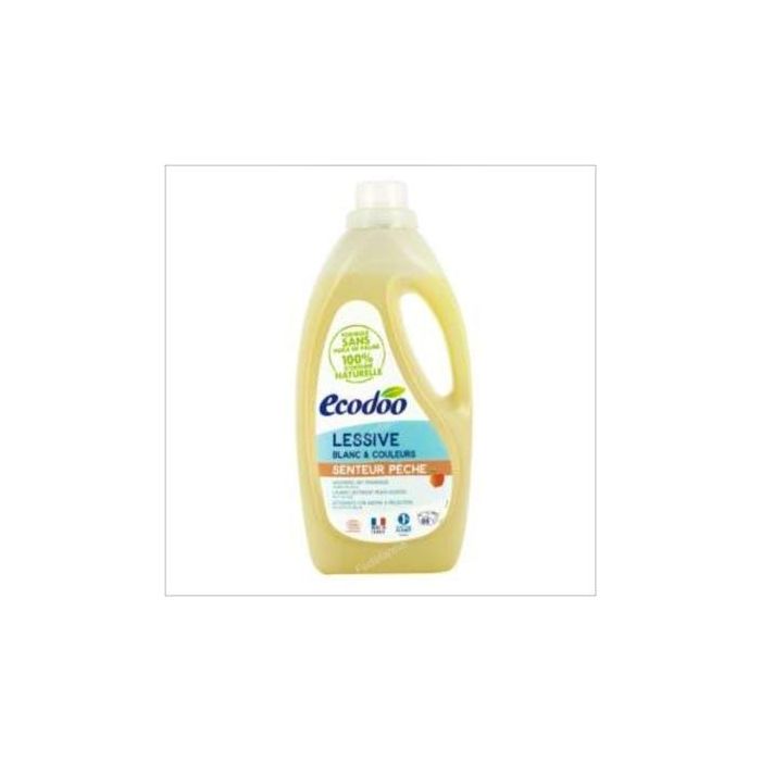 ECODOO Detergente Líquido Concentrado Melocotón 2L para Lavadora y Mano - Ropa Blanca y Color - Sin Aceite de Palma ni Sulfato - 66 Lavados