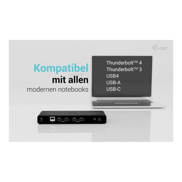 I-TEC UNIVERSAL DUAL 4K DOCK PD Conexión USB-C Power Delivery 85W Dual 4K Ultra HD Negro 6