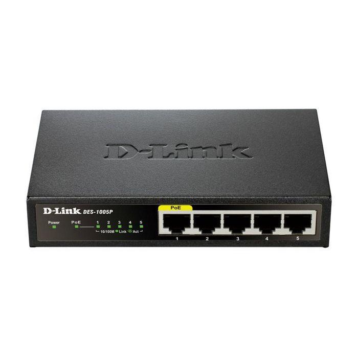 D-Link DES-1005P Switch Fast Ethernet 5 Puertos RJ45 10/100Mbps PoE 802.3af/at Silencioso QoS EEE Escritorio