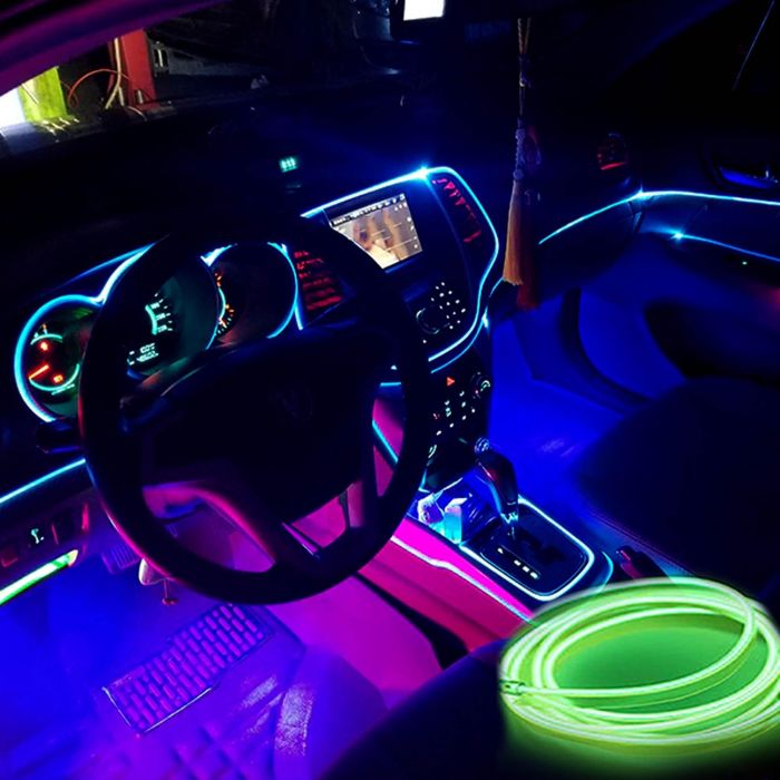 Occ Sport OCCLED06 Tira de Fibra Óptica Neón Flexible EL de 3 Metros para Automóvil, Iluminación Interior con Conector USB, Color Verde Lima Occ Sport OCCLED06 Tira de Fibra Óptica Neón Flexible EL de 3 Metros para Automóvil, Iluminación Interior con Conector USB, Color Verde Lima