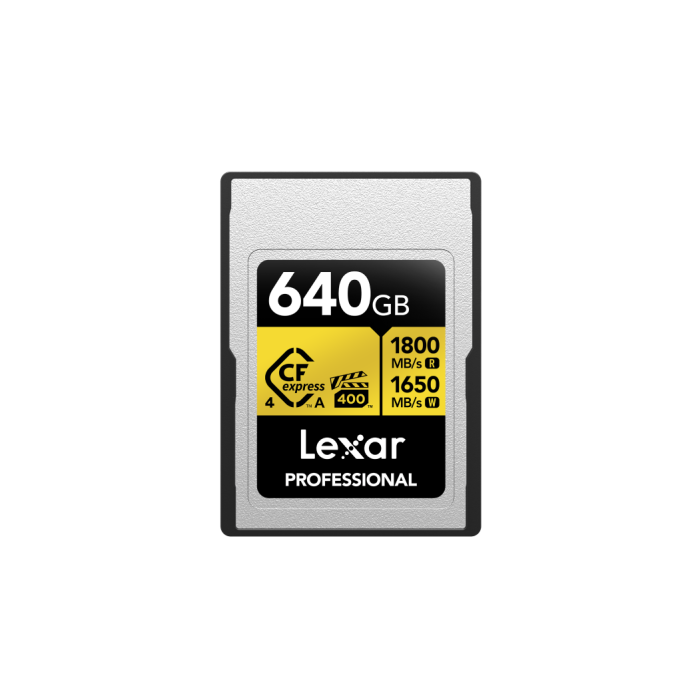 Lexar LCAGOLD640G-RNENG Memoria Flash CFexpress Tipo A 640 GB 1800 MB/s Lectura, 1650 MB/s Escritura Resistente 0 Lexar LCAGOLD640G-RNENG Memoria Flash CFexpress Tipo A 640 GB 1800 MB/s Lectura, 1650 MB/s Escritura Resistente 0