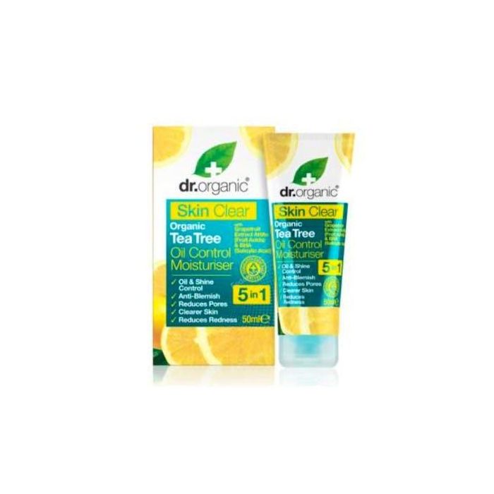 DR. ORGANIC Skin Clear Crema facial con control de aceite 50ml, con AHA, extracto de corteza de sauce, apto para veganos