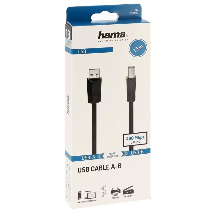 Cable USB 2.0 A a USB B Hama 00200602 1,5 m Negro 2