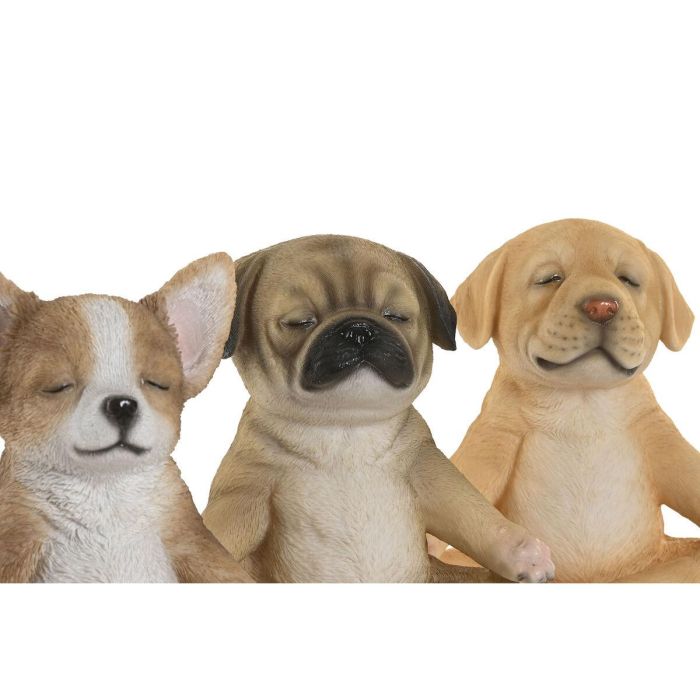 DKD Home Decor Set 3 Figuras de Perro Moderno de Resina Marrón para Decoración Hogar 9.5 x 16 x 14.5 cm (Unidades Surtidas) 2