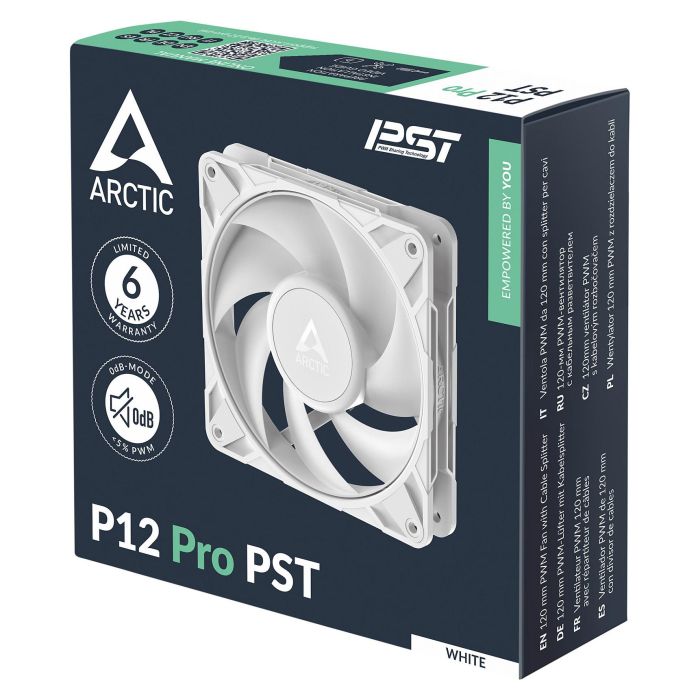 ARCTIC Ventilador 12 Pro PST (White), 12 cm, 131 m³/h, Blanco, 77 CFM, 600-3000 RPM, PWM, FDB 5