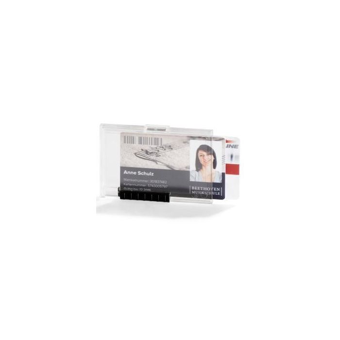 Durable Identificador Pushbox Duo Soporte para 2 Tarjetas, 54x87 mm, Plástico Transparente (10 Unidades) (10 Unidades)