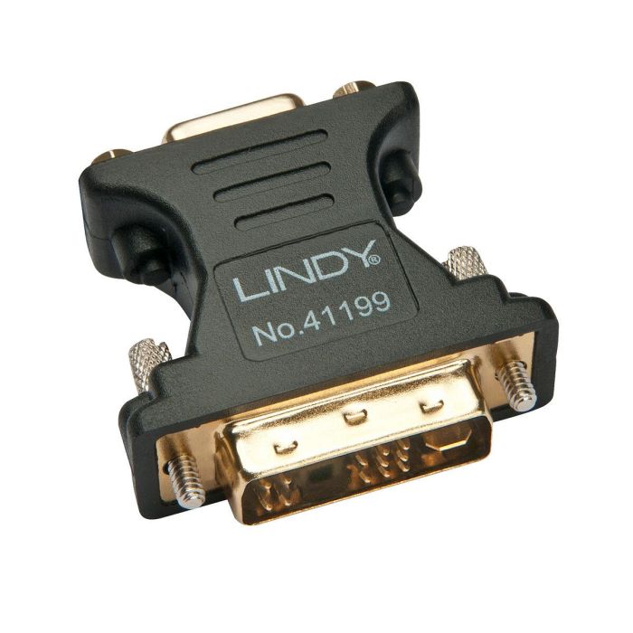 Lindy Adaptador DVI-A Macho a VGA Hembra, Negro, para Conexión de Monitores y Cables VGA a Gráficas DVI Analógicas