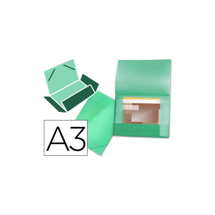 Carpeta Liderpapel Portadocumentos 44803 Solapas Polipropileno Din A3 Verde Translucido Lomo Flexible