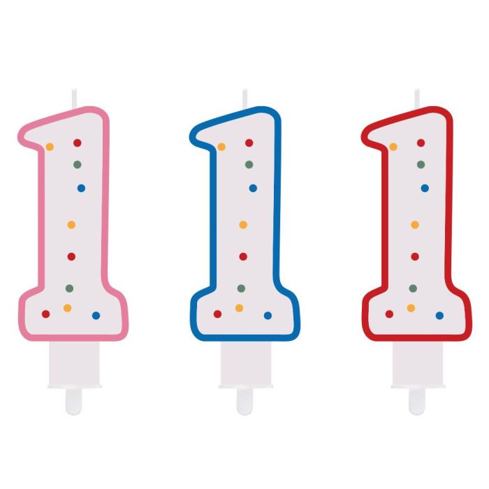 Vela Aniversario 1 Party Time 14 cm  2