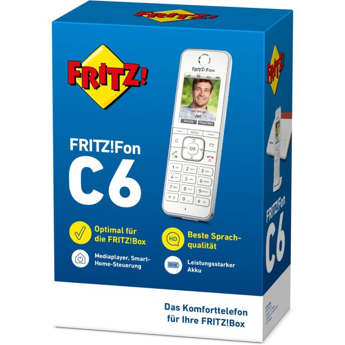 AVM C6 Teléfono DECT Inalámbrico Fritz!Fon, Altavoz, Identificador de Llamadas, 300 Entradas, Blanco 3