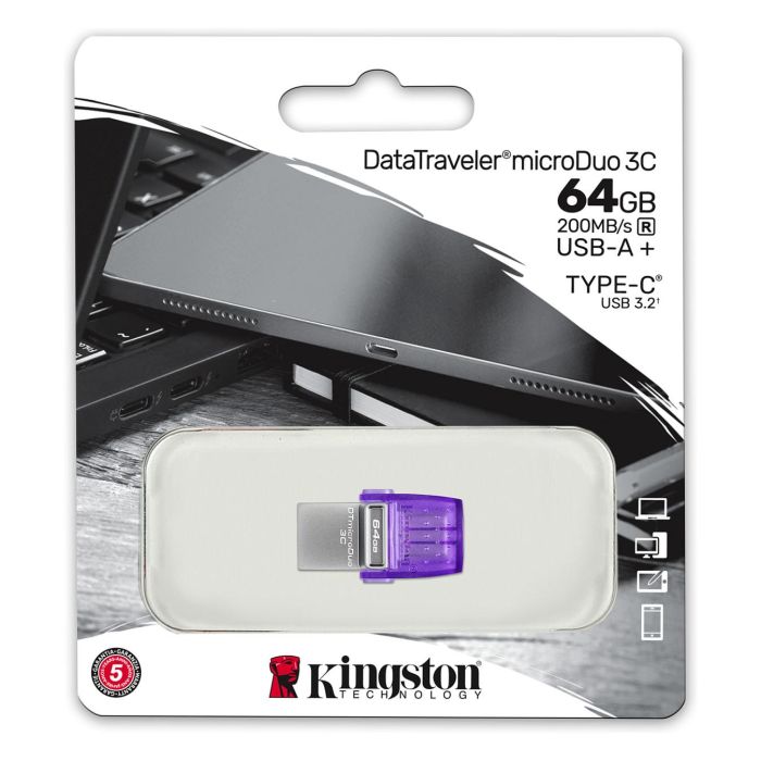 Kingston DataTraveler microDuo 3C DTDUO3CG3/64GB Pendrive 64GB USB3.2 Type-C Type-A 200MB/s