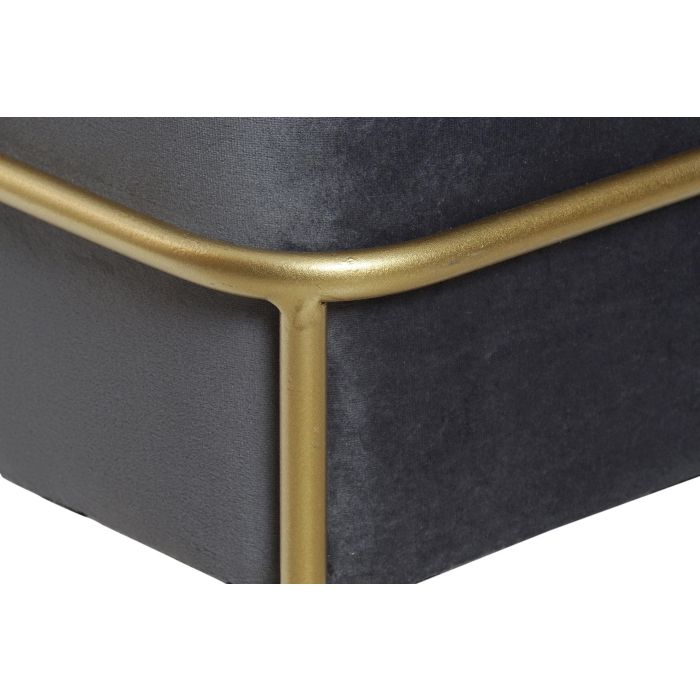 DKD Home Decor Mueble Descalzadora Glam Gris Dorado, Hecho a Mano, Poliester y Metal, Asiento 49cm, 80x47x80 cm 3