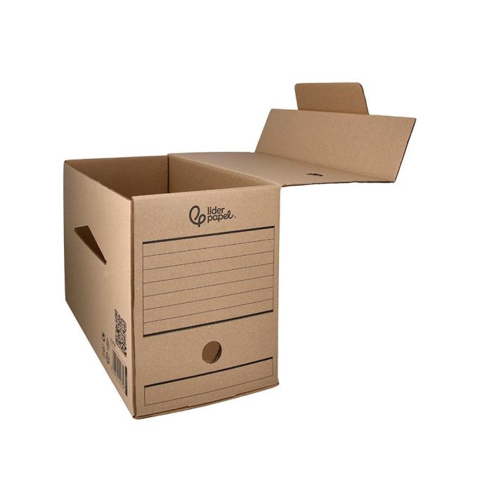 Caja Archivo Definitivo Liderpapel Folio Doble Ancho Carton Reciclado 400 gr-M2 Lomo 200 mm Kraft 367x200x251 mm 6