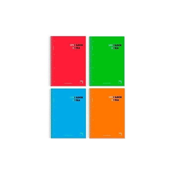 Pacsa Cuaderno Superblock Extra 120H A4 90 gr 5x5 + Greca Microperforado Tapa Dura Pack 4 Ud C-Surtidos Pacsa Cuaderno Superblock Extra 120H A4 90 gr 5x5 + Greca Microperforado Tapa Dura Pack 4 Ud C-Surtidos