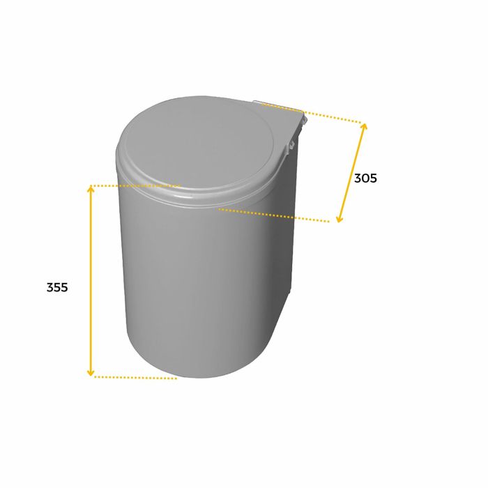 Emuca Contenedor de reciclaje para fijación a la puerta del mueble, 1 vaso extraíble de 13 litros, Plástico, Gris 3 Emuca Contenedor de reciclaje para fijación a la puerta del mueble, 1 vaso extraíble de 13 litros, Plástico, Gris 3