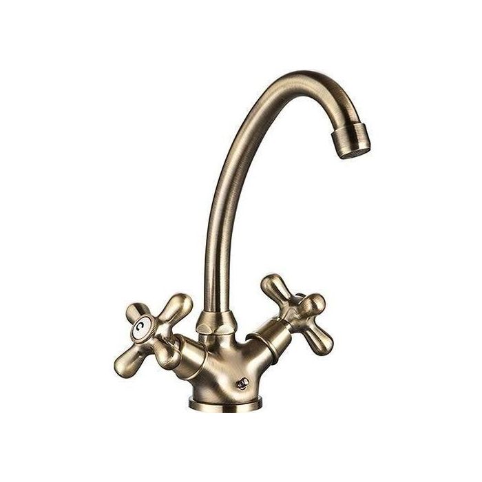 Edouard Rousseau AAAUB69442 Mezclador de Lavabo Retrosol Bronce Viejo - Base Ø 52 mm Caño Giratorio Alto
