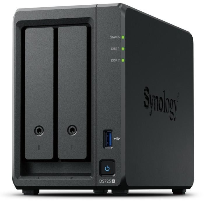 Synology DS725+ NAS 2 Bahías Ryzen Embedded R1600 4GB DDR4 Memoria RAM Expandible 140TB Almacenamiento Máximo