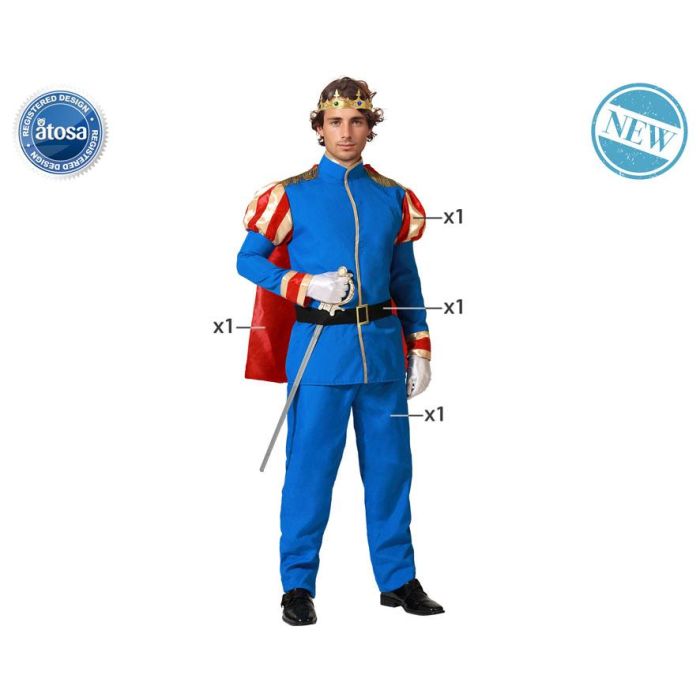 Disfraz Príncipe Azul Con Capa Hombre Adulto M-L Disfraz Príncipe Azul Con Capa Hombre Adulto M-L