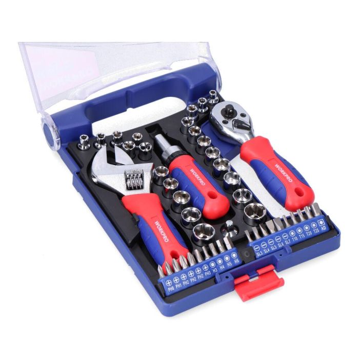 Workpro Juego de herramientas cortas de 46 piezas con estuche 3