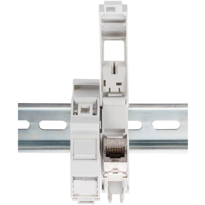 Digitus Adaptador de carril DIN para módulos Keystone, RJ-45, blanco ABS, IP20, para montaje en armario rack 4 Digitus Adaptador de carril DIN para módulos Keystone, RJ-45, blanco ABS, IP20, para montaje en armario rack 4
