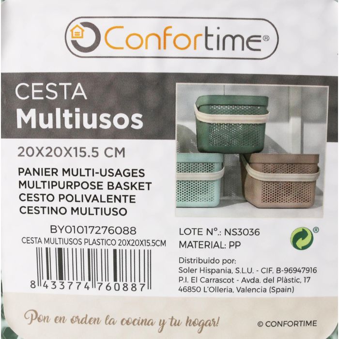 Cesta Multiusos de Plástico 20x20x15.5 cm Confortime (24 Unidades) 7