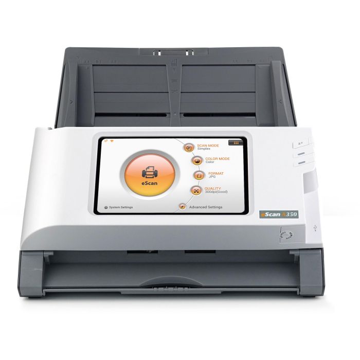 Plustek Escaner A350 Essential, 600x600 DPI, Escaner a Color, Escaneo Dúplex, Negro/Blanco, Pantalla LED 7" 4