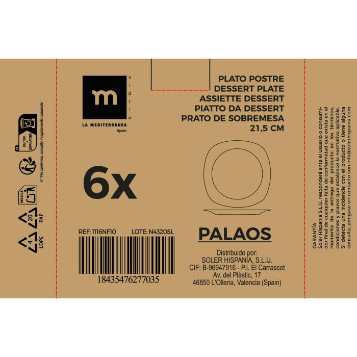 Plato Postre Opal Palaos 21.5 cm - La Mediterranea (48 Unidades) 2 Plato Postre Opal Palaos 21.5 cm - La Mediterranea (48 Unidades) 2