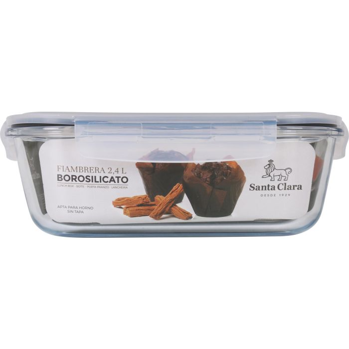 Santa Clara Fiambrera Rectangular con Tapa Hermética 21 x 25.5 cm (4 Unidades) 1