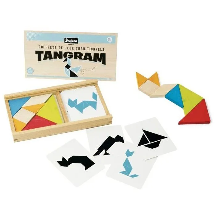 Jeujura Juego de tangram de madera Caja de madera con 7 piezas y 30 tarjetas de modelos 1