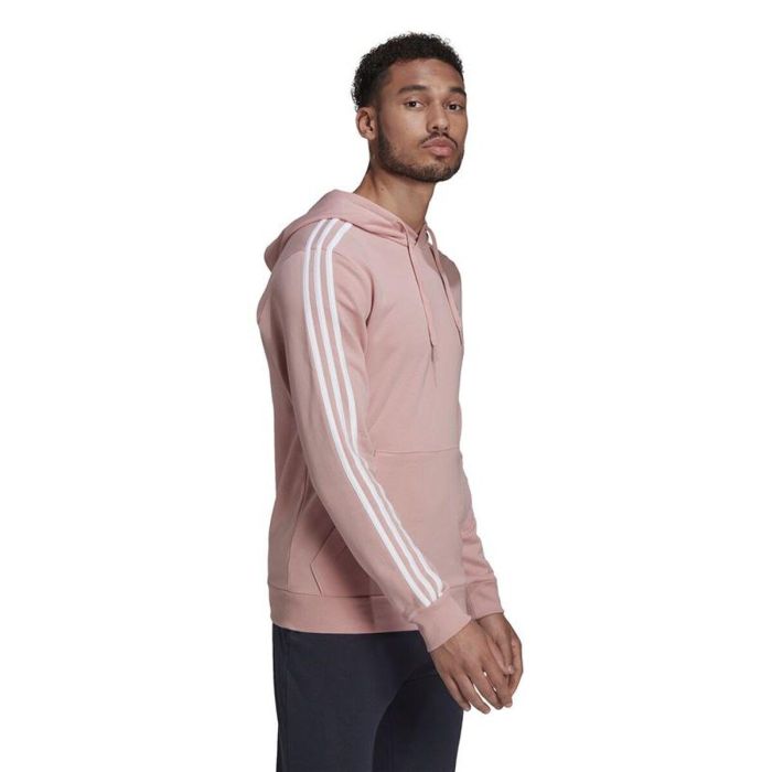 Sudadera con Capucha Hombre Adidas Essentials 3 Bandas Rosa claro