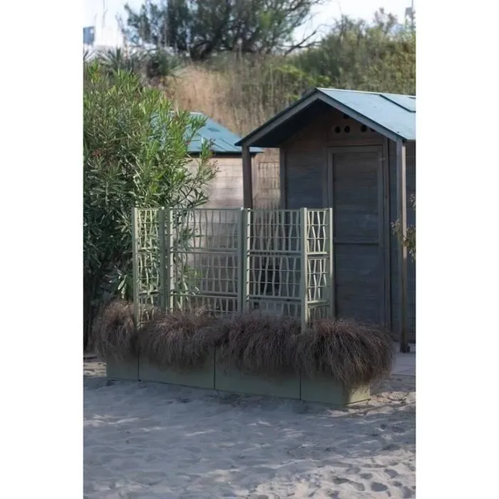 Stefanplast STE8003507686021 Jardinera Ethica rectangular 80 cm con enrejado verde 1