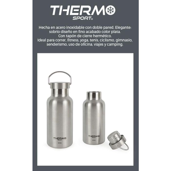 Thermosport Botella Termo de Acero con Asa, 420 ml, 18 cm de alto (6 Unidades) 11 Thermosport Botella Termo de Acero con Asa, 420 ml, 18 cm de alto (6 Unidades) 11