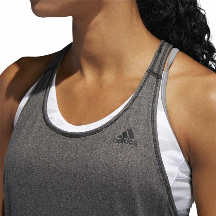 Camiseta para Mujer sin Mangas Adidas 3 Stripes Tank Gris oscuro XS 9