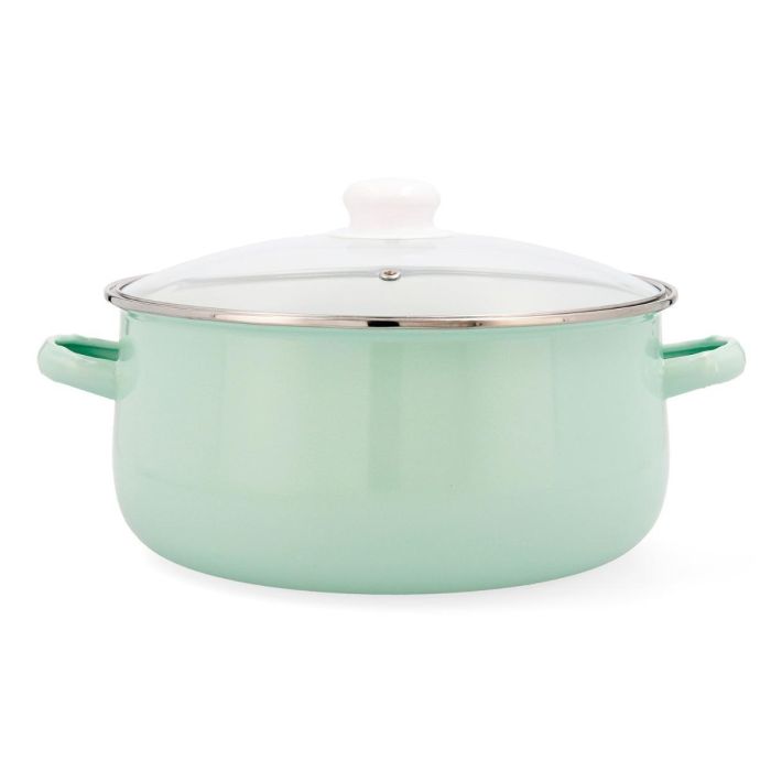 Quid Cacerola Acero Esmaltado Cocco Verde 26 cm Antiadherente, Apta Vitrocerámica Gas Eléctrica, Asas Baquelita, Lavavajillas