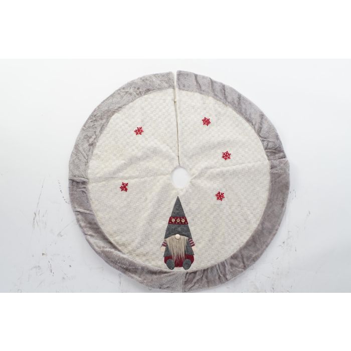 DKD Home Decor Base de Árbol de Navidad Tradicional, Poliéster, Blanco Gris Rojo, 106x106x1 cm (2 Unidades) 3 DKD Home Decor Base de Árbol de Navidad Tradicional, Poliéster, Blanco Gris Rojo, 106x106x1 cm (2 Unidades) 3