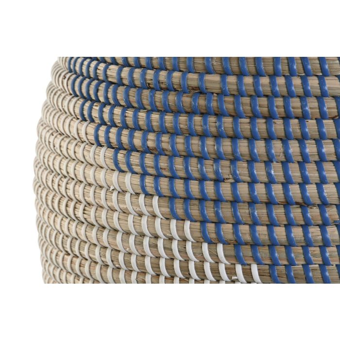 DKD Home Decor Jarrón Mediterráneo de Seagrass Natural y Azul 31 x 50 x 31 cm 2