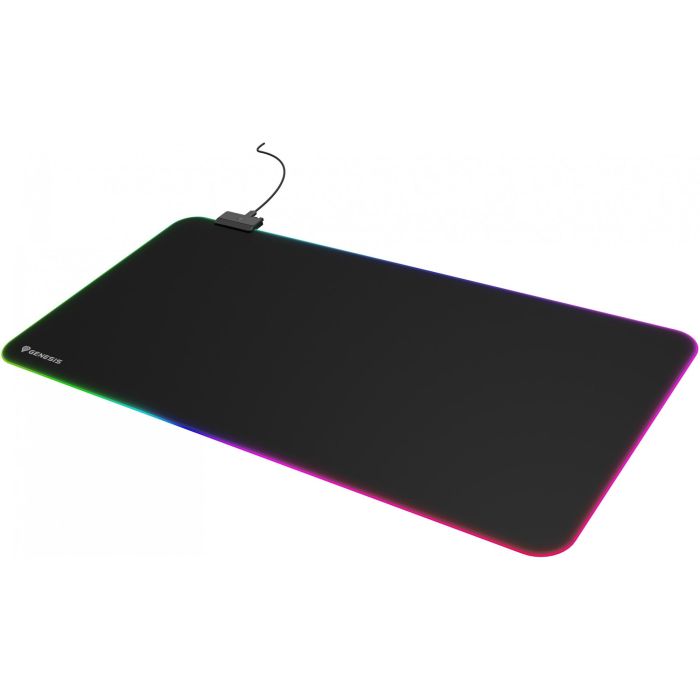 GENESIS Boron 500 XXL RGB Alfombrilla de Ratón Gaming, Negra, con Iluminación LED RGB Multicolor, 800x400mm para Escritorio Completo