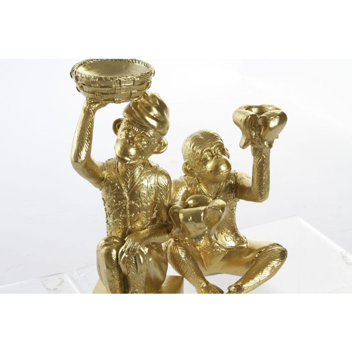DKD Home Decor Portavela Colonial de Resina con Diseño Mono Dorado (Set de 4 Unidades) - 11 cm Ancho x 11 cm Largo x 21 cm Alto 1 DKD Home Decor Portavela Colonial de Resina con Diseño Mono Dorado (Set de 4 Unidades) - 11 cm Ancho x 11 cm Largo x 21 cm Alto 1