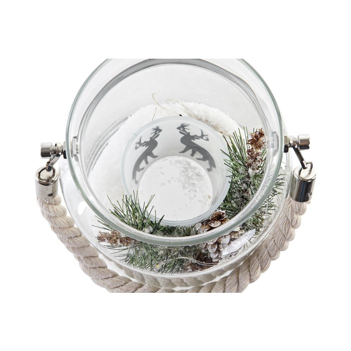 DKD Home Decor Decoración Luminosa LED para Navidad Alpina con Reno y Piñas, Blanco, 14.5x17x14.5 cm, Pack de 2 Unidades 3